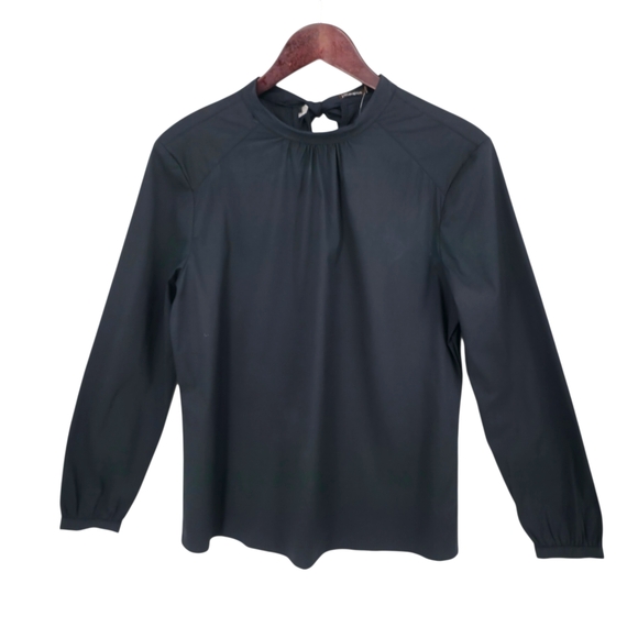 J. McLaughlin Elodie Blouse Black Size M NWT $158 Mock Neck Top Quiet Luxury - Picture 3 of 16